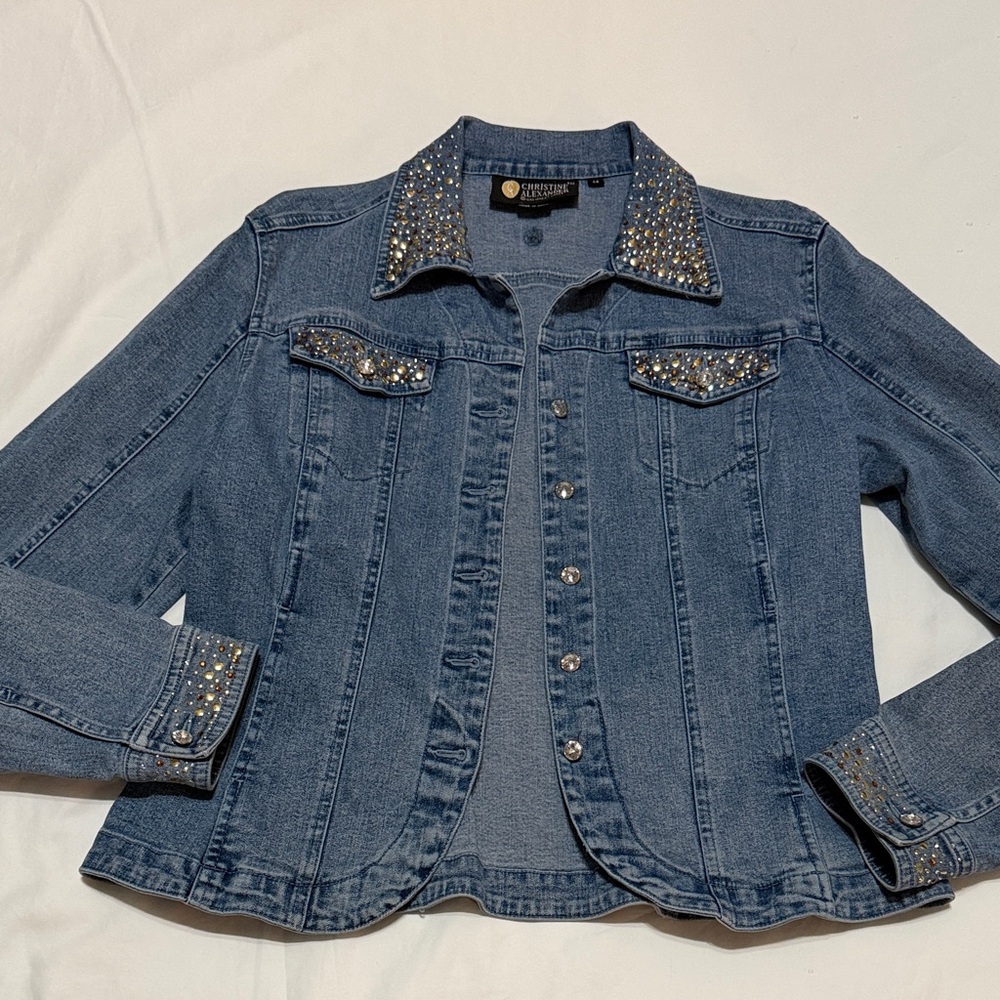 Christine Alexander Blue Denim Jacket Embellished M
